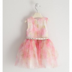 Elegante Abito Sarabanda in tulle. Variante colore unico per bambina da 3 a 7 anni