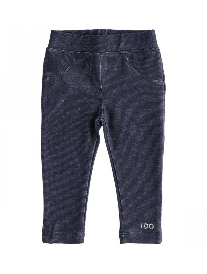 Leggings lungo iDo effetto denim in cotone stretch in due varianti colore per bambina da 9 mesi a 7 anni