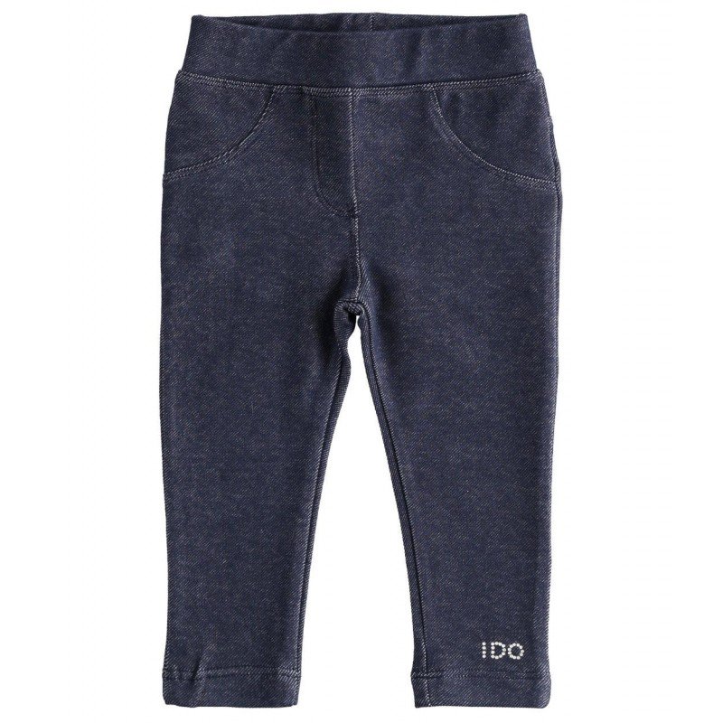 Leggings lungo iDo effetto denim in cotone stretch in due varianti colore per bambina da 9 mesi a 7 anni