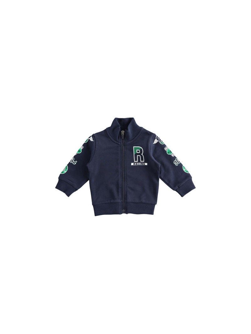 Felpa iDo con zip in cotone garzato variante colore unico per bambino da 6 a 24 mesi