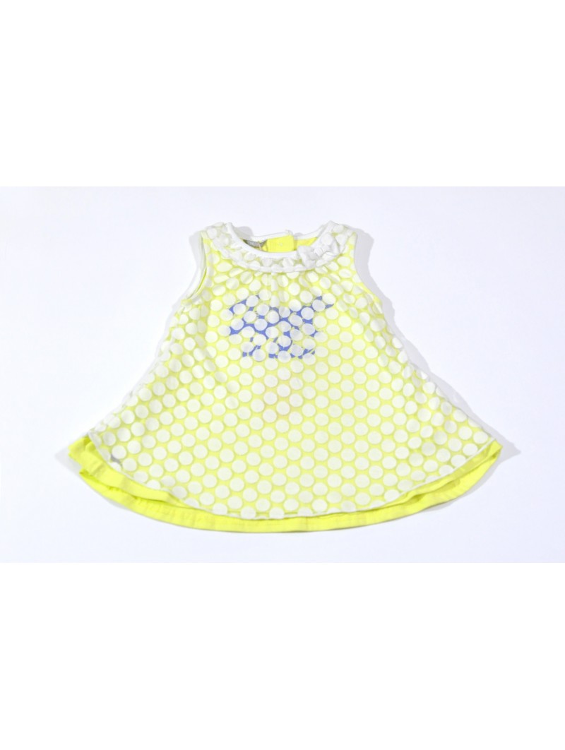 Abito Sarabanda smanicato in cotone stretch variante colore unico per bambina da 9 a 24 mesi