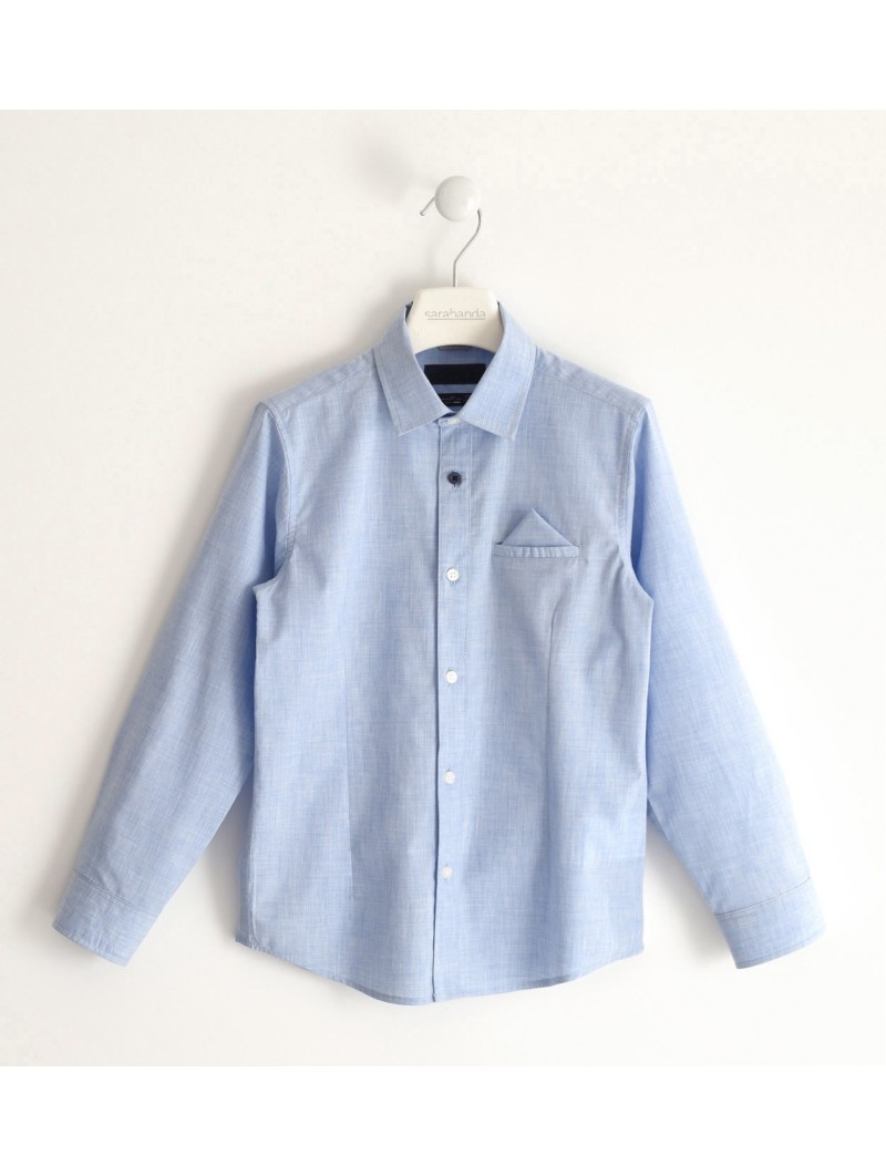 Camicia Sarabanda fil a fil 100% cotone. Variante colore unico per ragazzo da 8 a 16 anni