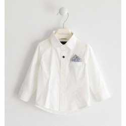 Elegante camicia Sarabanda in popeline stretch variante colore unico per bambino da 9 mesi a 7 anni