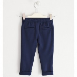 Elegante pantalone Sarabanda in punto milano stretch variante colore unico per bambino da 3 a 7 anni