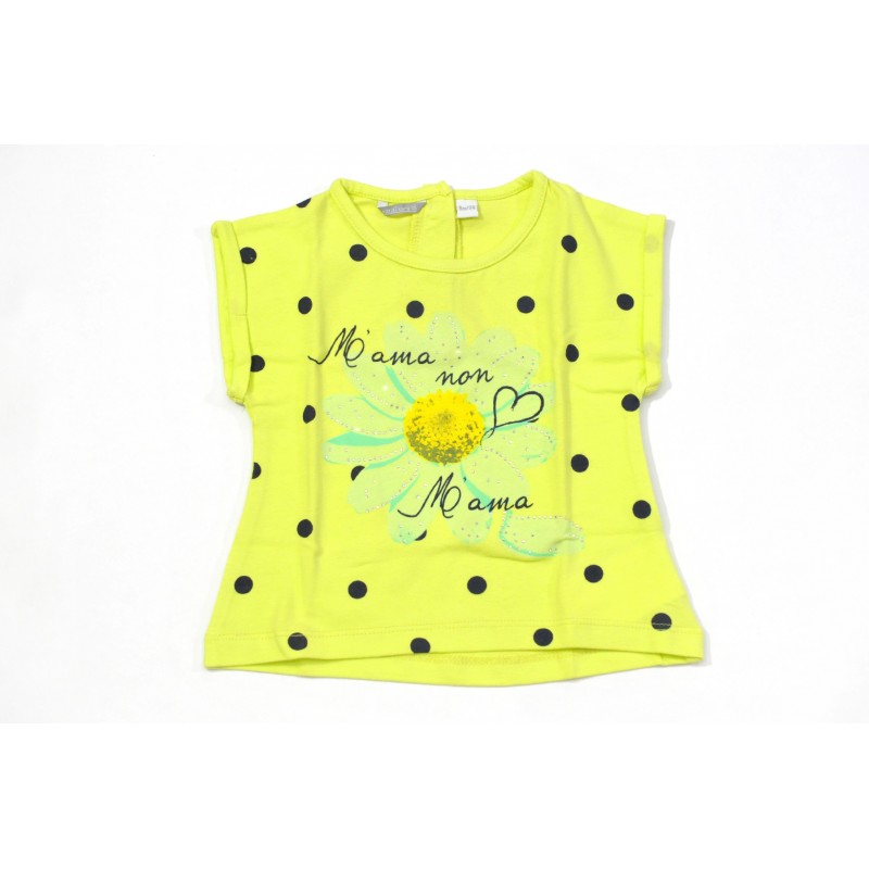 T-shirt manica corta Sarabanda in jersey 100% cotone variante colore unico per bambina da 9 a 24 mesi T-shirt manica corta Sarabanda in jersey 100% cotone variante colore unico per bambina da 9 a 24 mesi