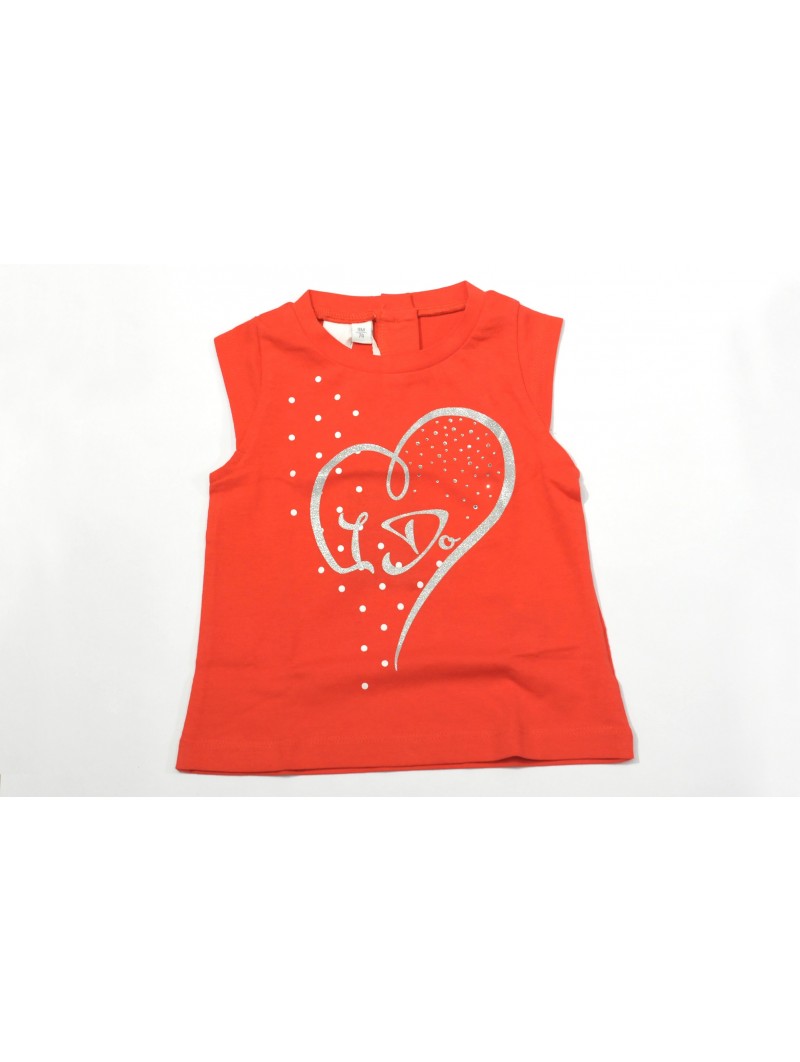 T-shirt smanicata iDo in jersey 100% cotone variante colore unico per bambina da 9 a 24 mesi