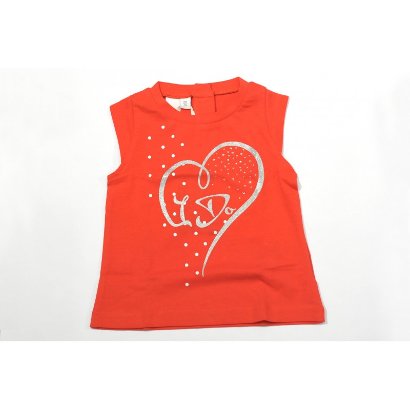 T-shirt smanicata iDo in jersey 100% cotone variante colore unico per bambina da 9 a 24 mesi T-shirt smanicata iDo in jersey 100% cotone variante colore unico per bambina da 9 a 24 mesi