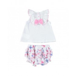 Completo estivo iDO con maxi t-shirt senza maniche e pantaloncino in jersey di cotone per neonata da 1 a 9 mesi