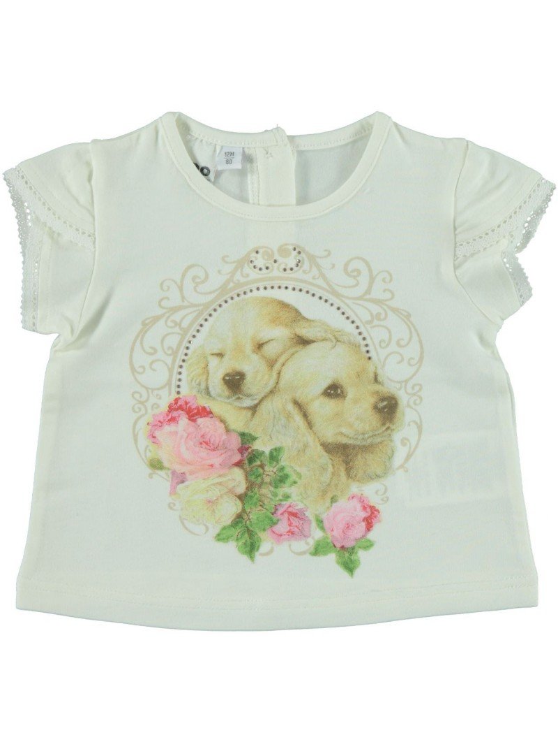 T-shirt manica corta iDo 100% cotone variante colore unico per bambina da 9 a 24 mesi