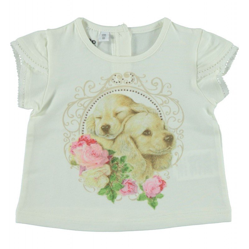 T-shirt manica corta iDo 100% cotone variante colore unico per bambina da 9 a 24 mesi