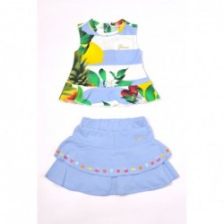 Completo due pezzi Guess canotta e pantagonna in cotone organico stretch variante colore unico per bambina da 3 a 24 mesi