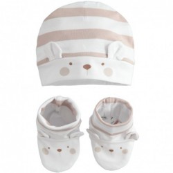 Kit cuffia e babbucce unisex iDo in cotone stretch variante colore unico per neonati