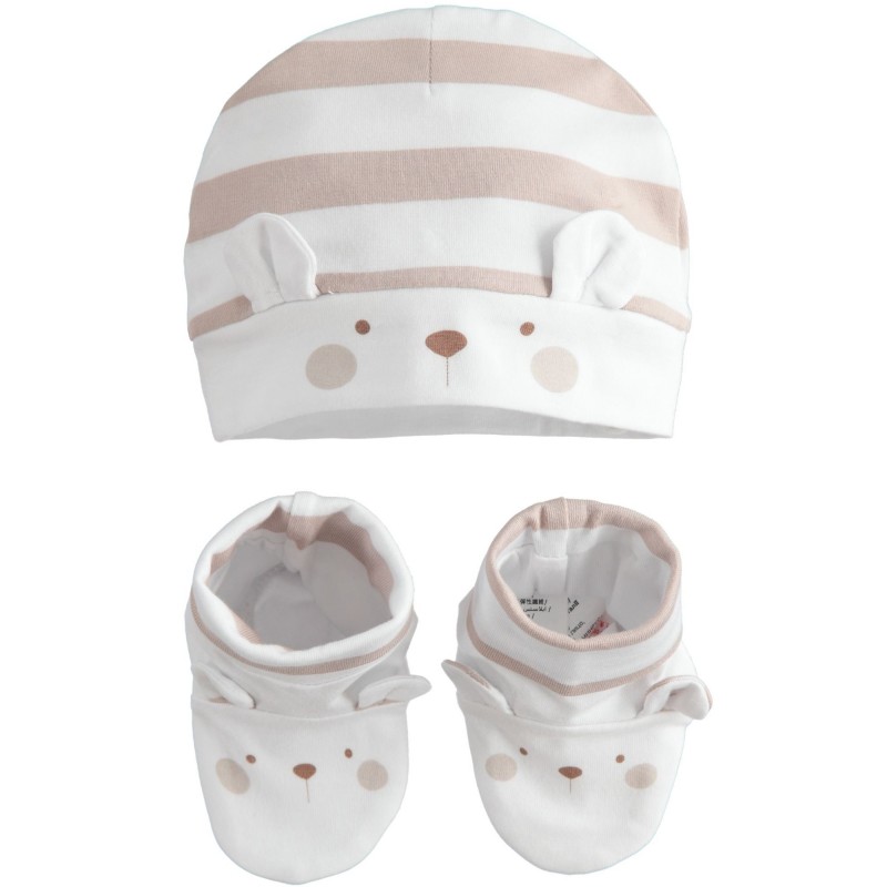Kit cuffia e babbucce unisex iDo in cotone stretch variante colore unico per neonati Kit cuffia e babbucce unisex iDo in cotone stretch variante colore unico per neonati