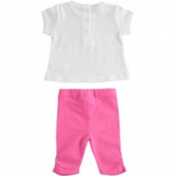 Completo t-shirt e leggings modello pinocchietto iDo in cotone stretch variante colore unico per neonata da 3 a 6 mesi