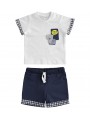 Completo t-shirt manica corta e pantaloncino 100% cotone variante colore unico per neonato da 3 a 6 mesi