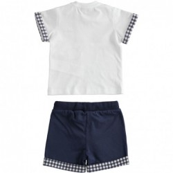 Completo t-shirt manica corta e pantaloncino 100% cotone variante colore unico per neonato da 3 a 6 mesi