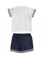 Completo t-shirt manica corta e pantaloncino 100% cotone variante colore unico per neonato da 3 a 6 mesi