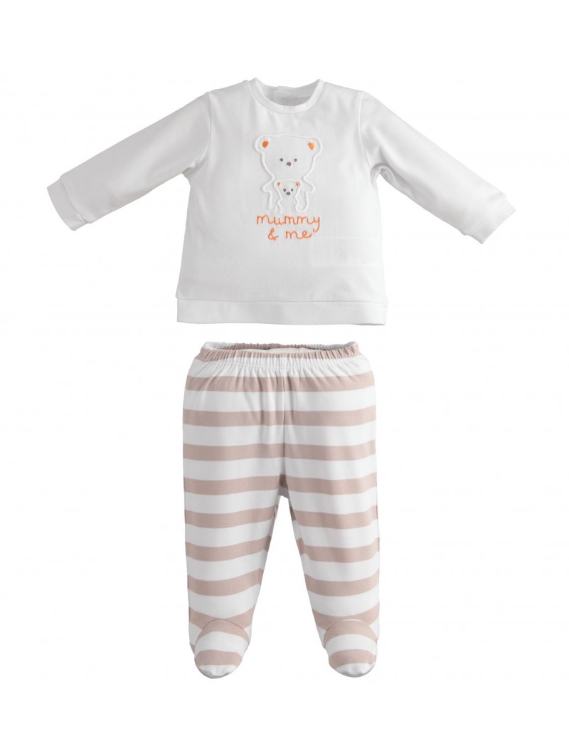 Tutina due pezzi unisex iDo con piedino in cotone variante colore unico per neonati da 1 a 3 mesi