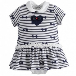 Pagliaccetto effetto abito iDo in cotone stretch variante colore unico per neonata da 1 a 6 mesi