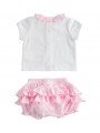 Completo t-shirt manica corta e short iDo in cotone stretch variante colore unico per neonata da 3 a 6 mesi