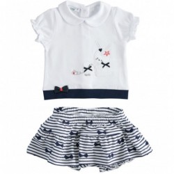 Completo t-shirt manica corta e gonna iDo in cotone stretch variante colore unico per neonata da 3 a 6 mesi