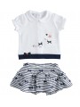 Completo t-shirt manica corta e gonna iDo in cotone stretch variante colore unico per neonata da 3 a 6 mesi