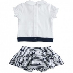Completo t-shirt manica corta e gonna iDo in cotone stretch variante colore unico per neonata da 3 a 6 mesi