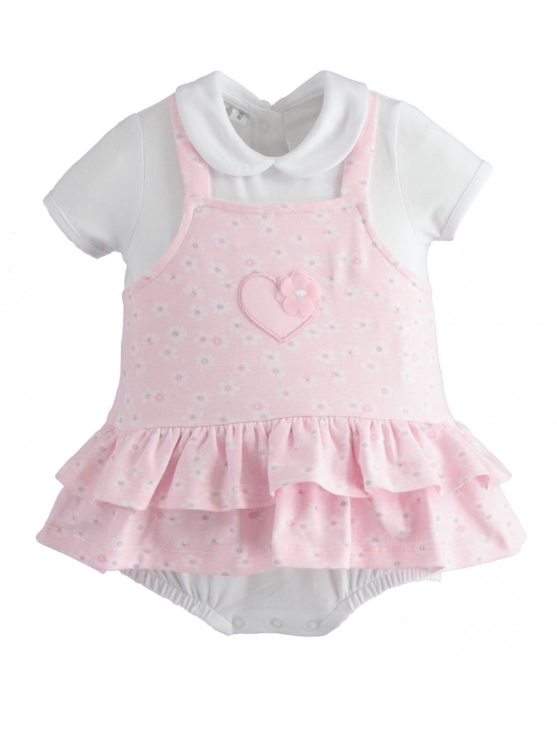 Pagliaccetto effetto scamiciato iDo in cotone stretch variante colore unico per neonata da 1 a 6 mesi
