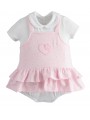 Pagliaccetto effetto scamiciato iDo in cotone stretch variante colore unico per neonata da 1 a 6 mesi