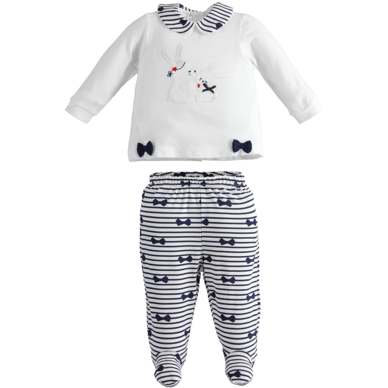 Tutina due pezzi iDO con piedino in cotone variante colore unico per neonata 1-3 mesi Tutina due pezzi iDO con piedino in cotone variante colore unico per neonata 1-3 mesi
