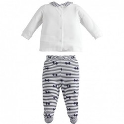 Tutina due pezzi iDO con piedino in cotone variante colore unico per neonata 1-3 mesi