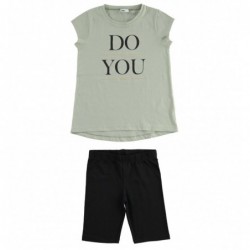 Completo maxi t-shirt e leggings ciclista iDo 100% cotone in tre varianti colore per ragazza da 8 a 16 anni