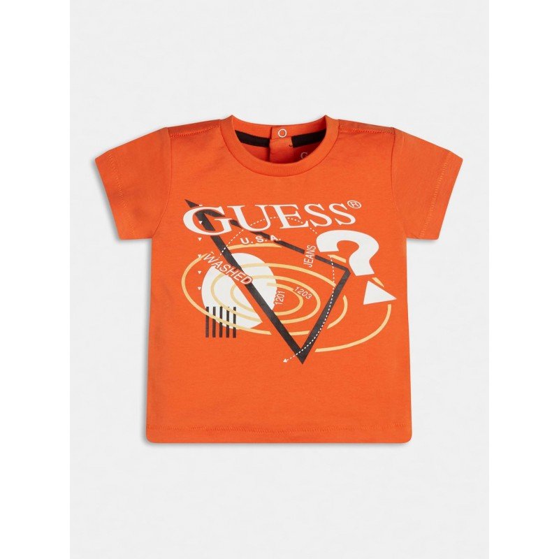 T-shirt manica corta Guess in cotone organico variante colore unico per bambino da 3 a 24 mesi