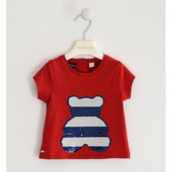 T-shirt manica corta Sarabanda in jersey 100% cotone variante colore unico per bambina da 3 a 7 anni