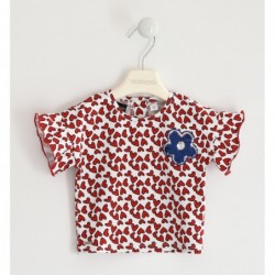 T-shirt manica corta Sarabanda in jersey 100% cotone variante colore unico per bambina da 3 a 7 anni