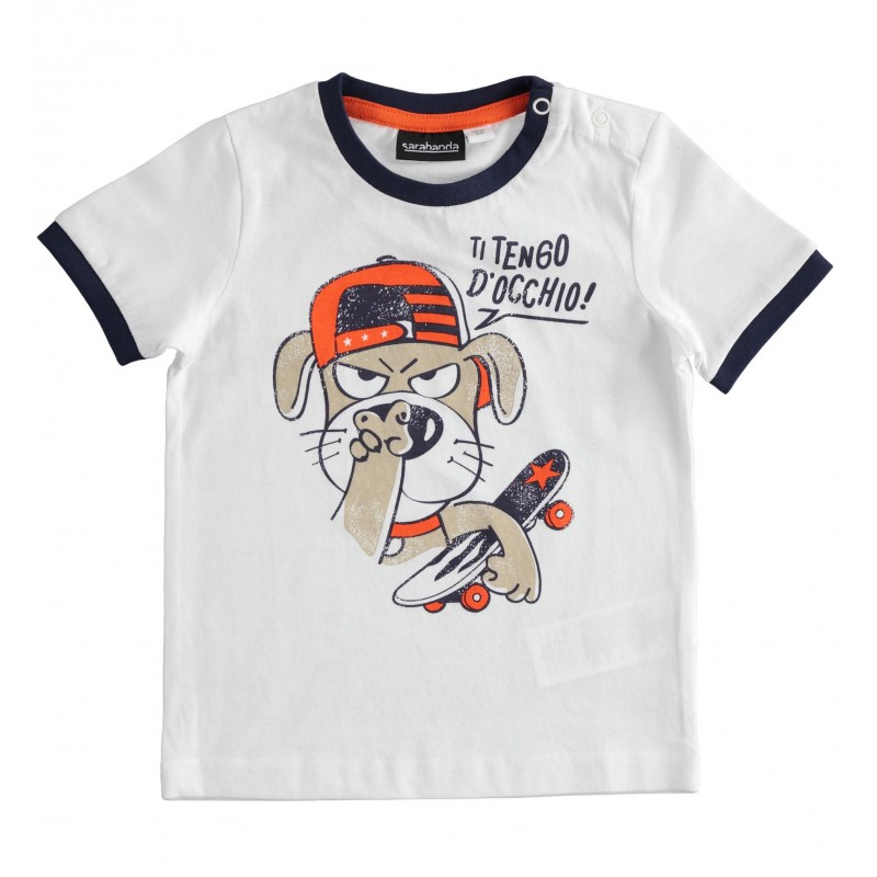 T-shirt manica corta Sarabanda in jersey di cotone variante colore unico per bambino da 9 mesi a 7 anni T-shirt manica corta Sarabanda in jersey di cotone variante colore unico per bambino da 9 mesi a 7 anni