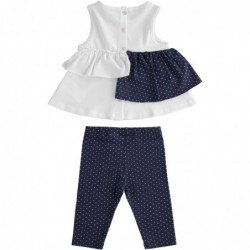 Completo canotta e leggings in jersey stretch variante colore unico per bambina da 9 a 24 mesi