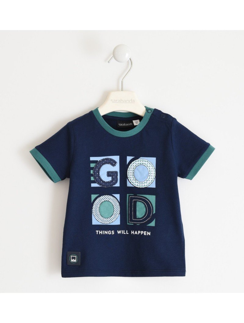 T-shirt manica corta Sarabanda in jersey 100% cotone variante colore unico per bambino da 9 mesi a 7 anni