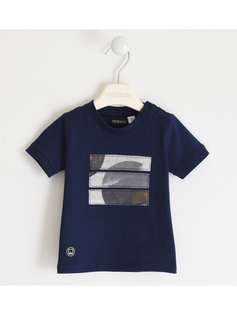 T-shirt manica corta Sarabanda in jersey 100% cotone variante colore unico per bambino da 9 mesi a 7 anni
