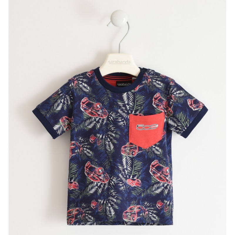 T-shirt manica corta Sarabanda “interpreta 500” in jersey stretch cotone organico variante colore unico per bambino da 9 mesi a T-shirt manica corta Sarabanda “interpreta 500” in jersey stretch cotone organico variante colore unico per bambino da 9 mesi a