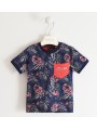 T-shirt manica corta Sarabanda “interpreta 500” in jersey stretch cotone organico variante colore unico per bambino da 9 mesi a 