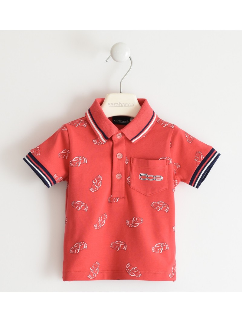 Polo manica corta Sarabanda “interpreta 500” in cotone organico stretch variante colore unico per bambino da 9 mesi a 7 anni