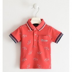 Polo manica corta Sarabanda “interpreta 500” in cotone organico stretch variante colore unico per bambino da 9 mesi a 7 anni