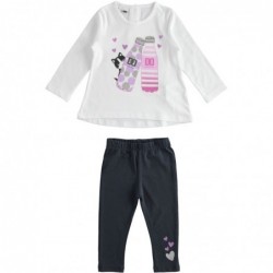 Completo iDo maxi maglia e leggings in jersey di cotone variante colore unico per bambina da 9 mesi a 7 anni
