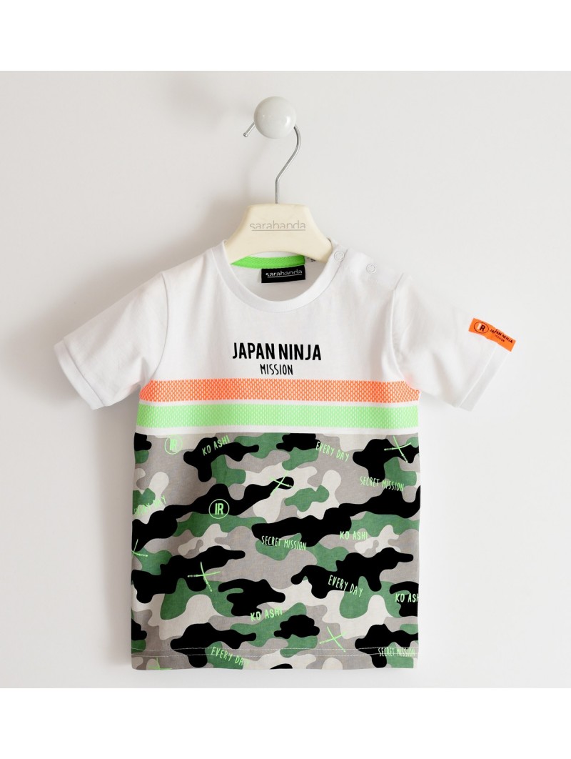 T-shirt manica corta Sarabanda in jersey di cotone variante colore unico per bambino da 9 mesi a 7 anni