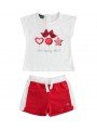 Completo t-shirt e shorts Sarabanda in jersey di cotone stretch in due varianti colore per bambina da 9 mesi a 7 anni