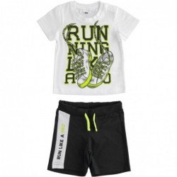 Completo t-shirt e pantaloncino iDo in jersey di cotone in due varianti colore per bambino da 9 mesi a 7 anni