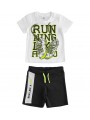 Completo t-shirt e pantaloncino iDo in jersey di cotone in due varianti colore per bambino da 9 mesi a 7 anni