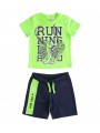 Completo t-shirt e pantaloncino iDo in jersey di cotone in due varianti colore per bambino da 9 mesi a 7 anni