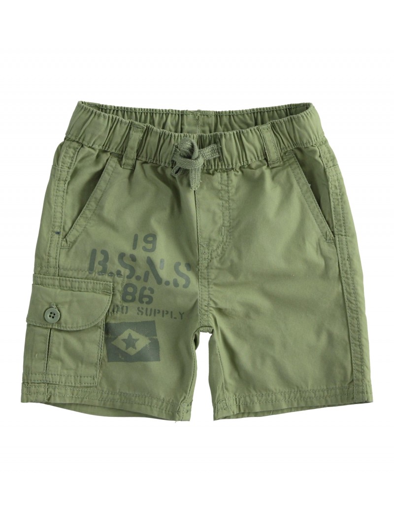 Morbido bermuda iDo in popeline di cotone stretch variante colore unico per bambino da 9 mesi a 7 anni